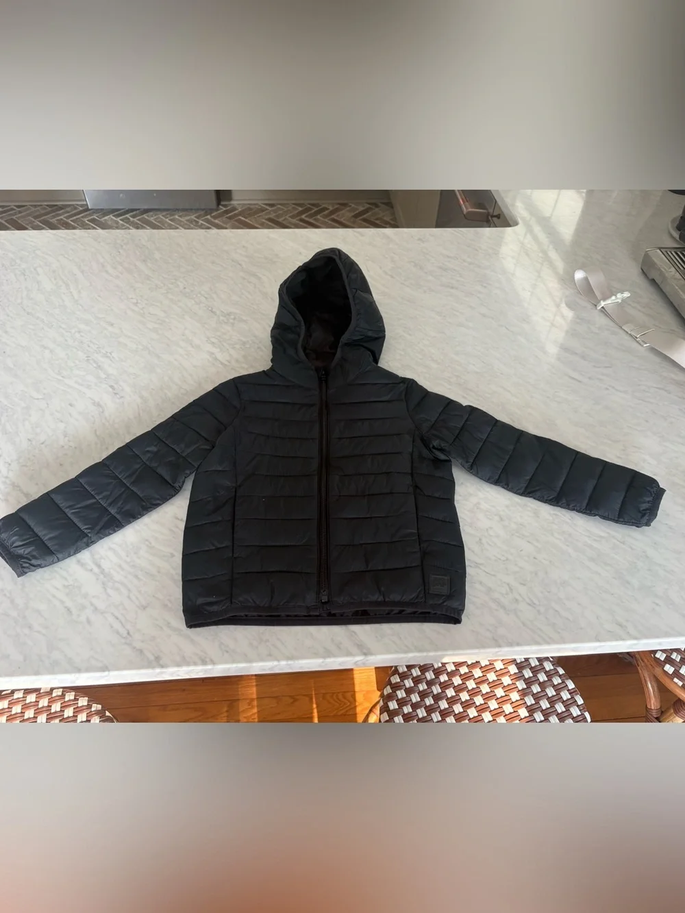 GAP Black Hooded Puffer Jacket Size XS 4/5